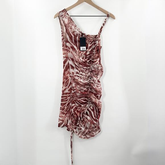 NWT Revolve By DYLN Kaia Mesh Mini Dress in Chocolate Print Size Medium - Picture 4 of 10